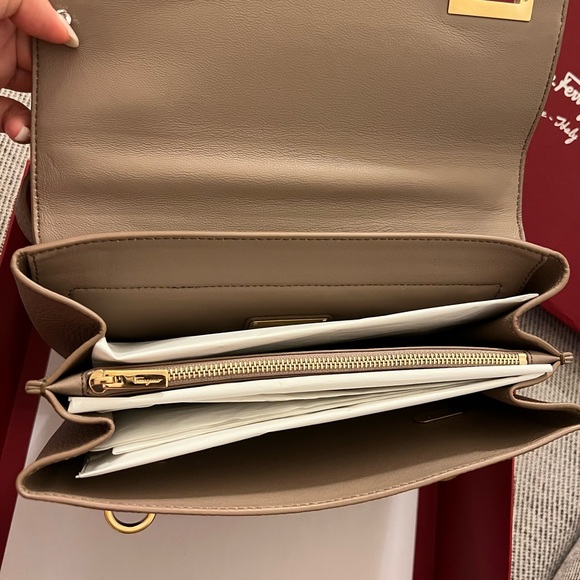 Salvatore Ferragamo Grained Calfskin Mya Flip Lock Shoulder Bag - Picture 6 of 11